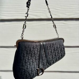 Mini  Vintage Dior Saddle Bag – Black Trotter Monogram Jacquard, CD Chain Strap